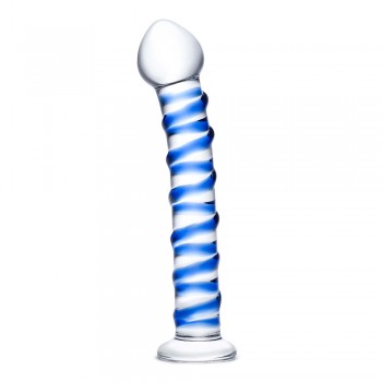 Skleněné dildo Glas Blue Spiral 18 cm