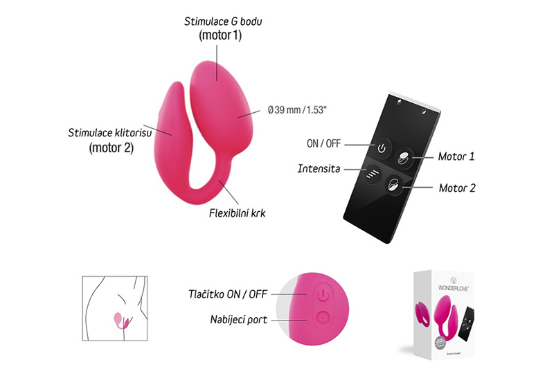 Erotická hračka pro páry s dálkovým ovladačem - vajíčko + stimulátor na klitoris