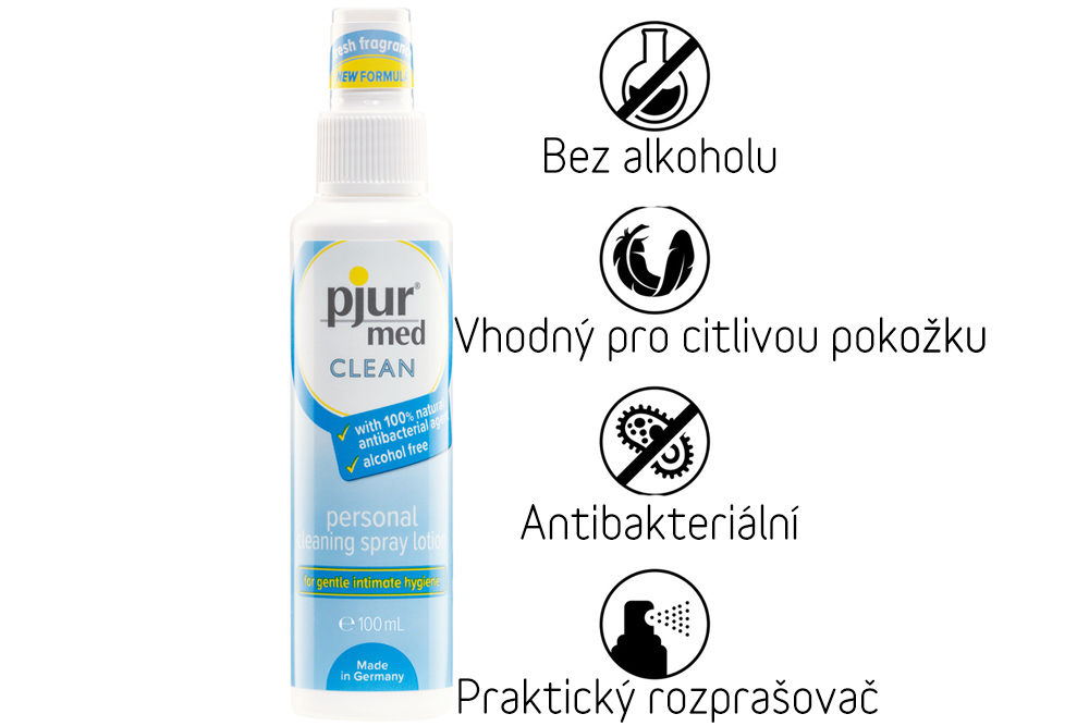 Antibakteriální čistící sprej Pjur med Clean 100 ml