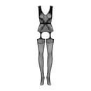 Síťované bodystocking s otevřeným rozkorem Obsessive F217