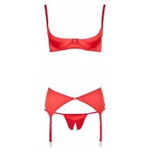Erotická třídílná souprava Cotteli Lingerie červená