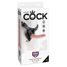 Připínací penis s postrojkem King Cock Strap On Harness 18 cm