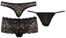 Sada krajkových kalhotek a tang Cottelli Lingerie černá 3 ks