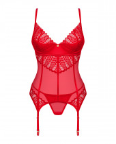 Červený korzet Obsessive Ingridia corset & thong