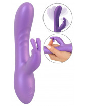 Flexibilní vibrátor králíček s metalickým leskem 18,3 cm