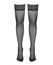Samodržící punčochy se stříbrnou krajkou Cottelli Legwear
