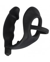 Vibrační anální kolík s kroužkem na penis a varlata Black Velvets