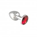 Anální kolík XS s červeným krystalem 5,7 x Ø 2,4 cm