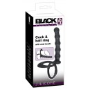 Anální kuličky s erekčním kroužkem na penis a varlata Black Velvets 19 cm
