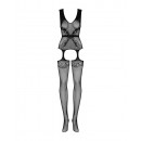 Síťované bodystocking s otevřeným rozkorem Obsessive F217