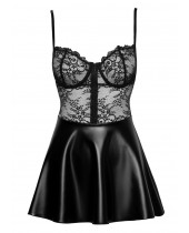 Mini šaty 👗 Noir s rozšířenou sukní matného vzhledu