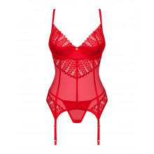 Červený korzet Obsessive Ingridia corset & thong