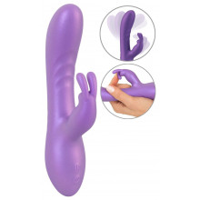 Flexibilní vibrátor králíček s metalickým leskem 18,3 cm