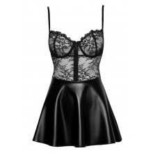 Mini šaty &#x1F457; Noir s rozšířenou sukní matného vzhledu