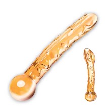 Skleněné dildo na G-bod s oranžovým žíháním Glas tickler 19 cm
