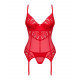 Červený korzet Obsessive Ingridia corset & thong