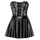 Krátké šaty Noir s korzetem z krajky a powerwetlook sukní