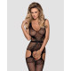 Síťované bodystocking s otevřeným rozkorem Obsessive F217